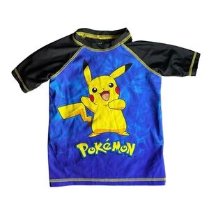 Pokemon Kids Rashguard - Blue and Black with Yellow Pikachu